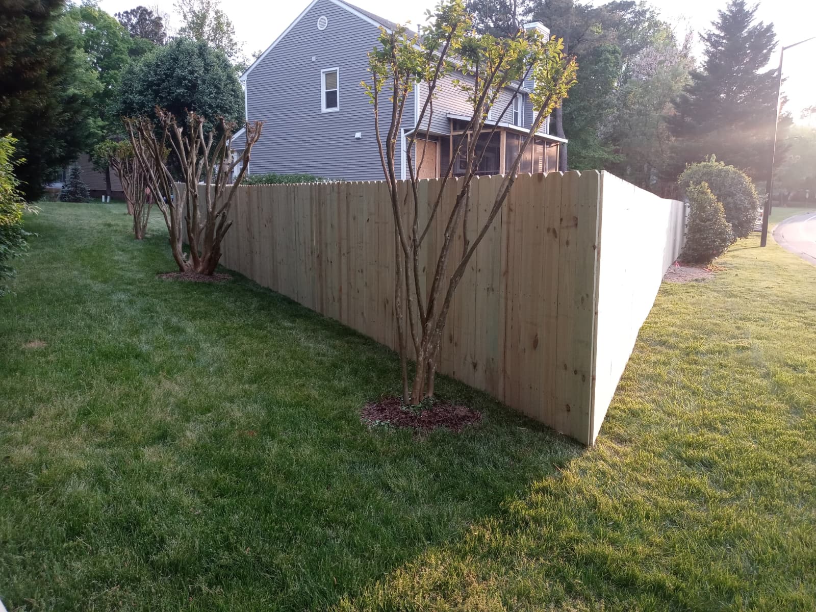 Wood fence around residential property